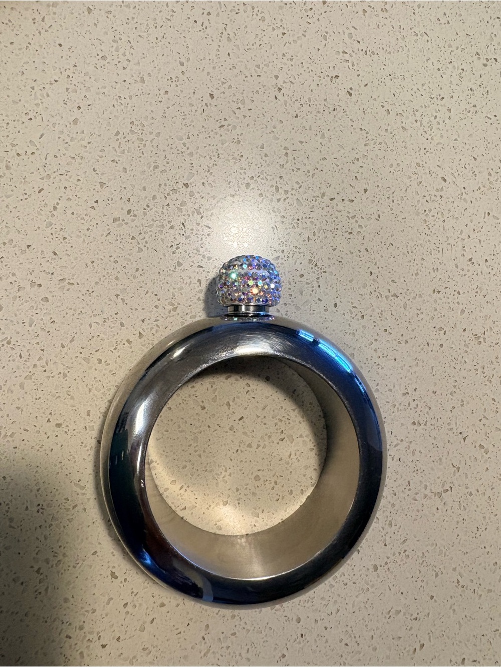 Stainless Steel Bangle Bracelet Flask with Rhinestone Crystal Cap - Excellent Co